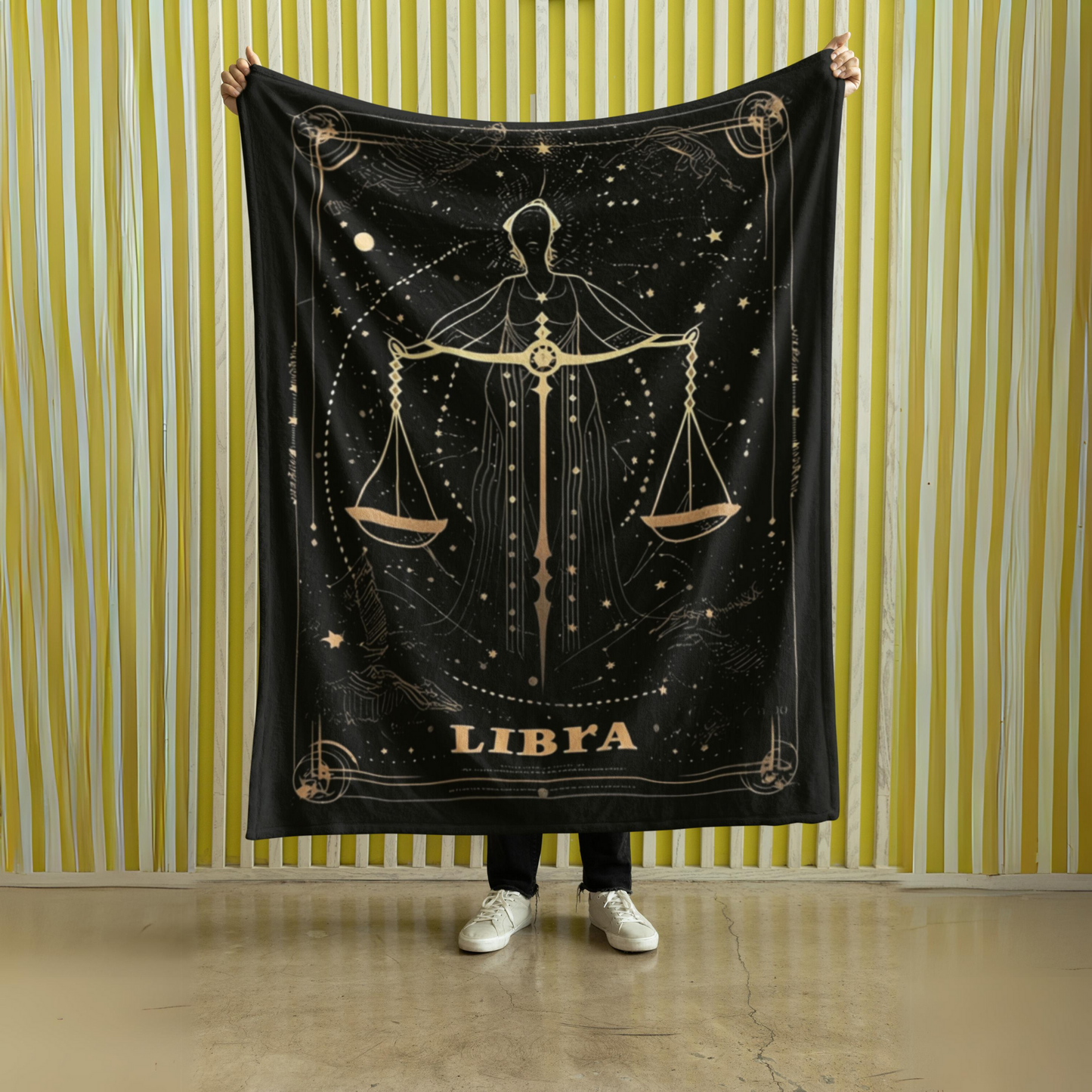 Libra Zodiac Velveteen Microfiber Blanket – The Balance of Scales Astrology Art