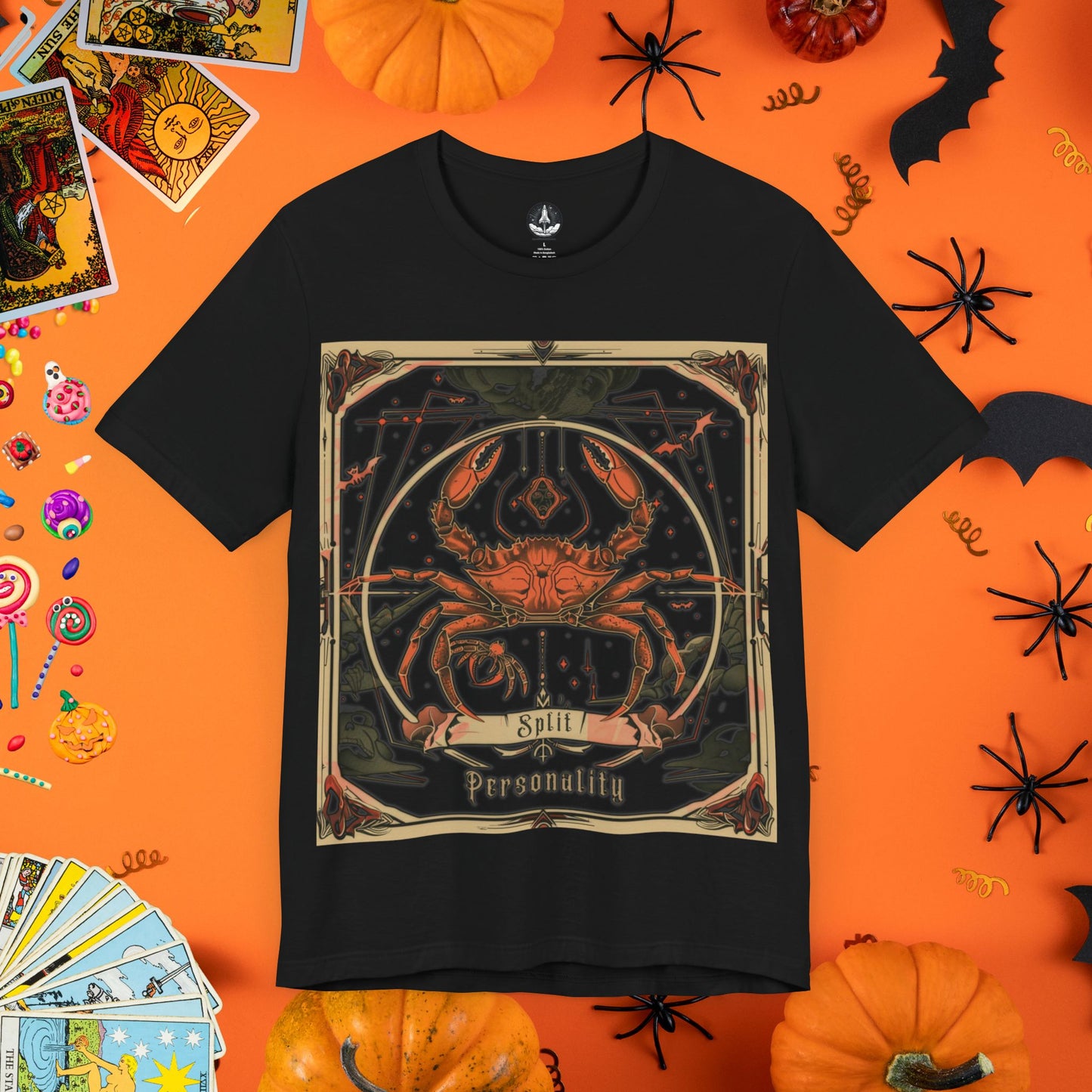 Split Personality Cancer Tarot Card T-Shirt - Halloween Limited Edition