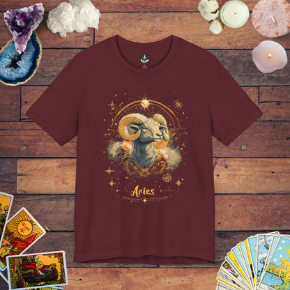 Aries Golden Constellation Tarot Card T-Shirt