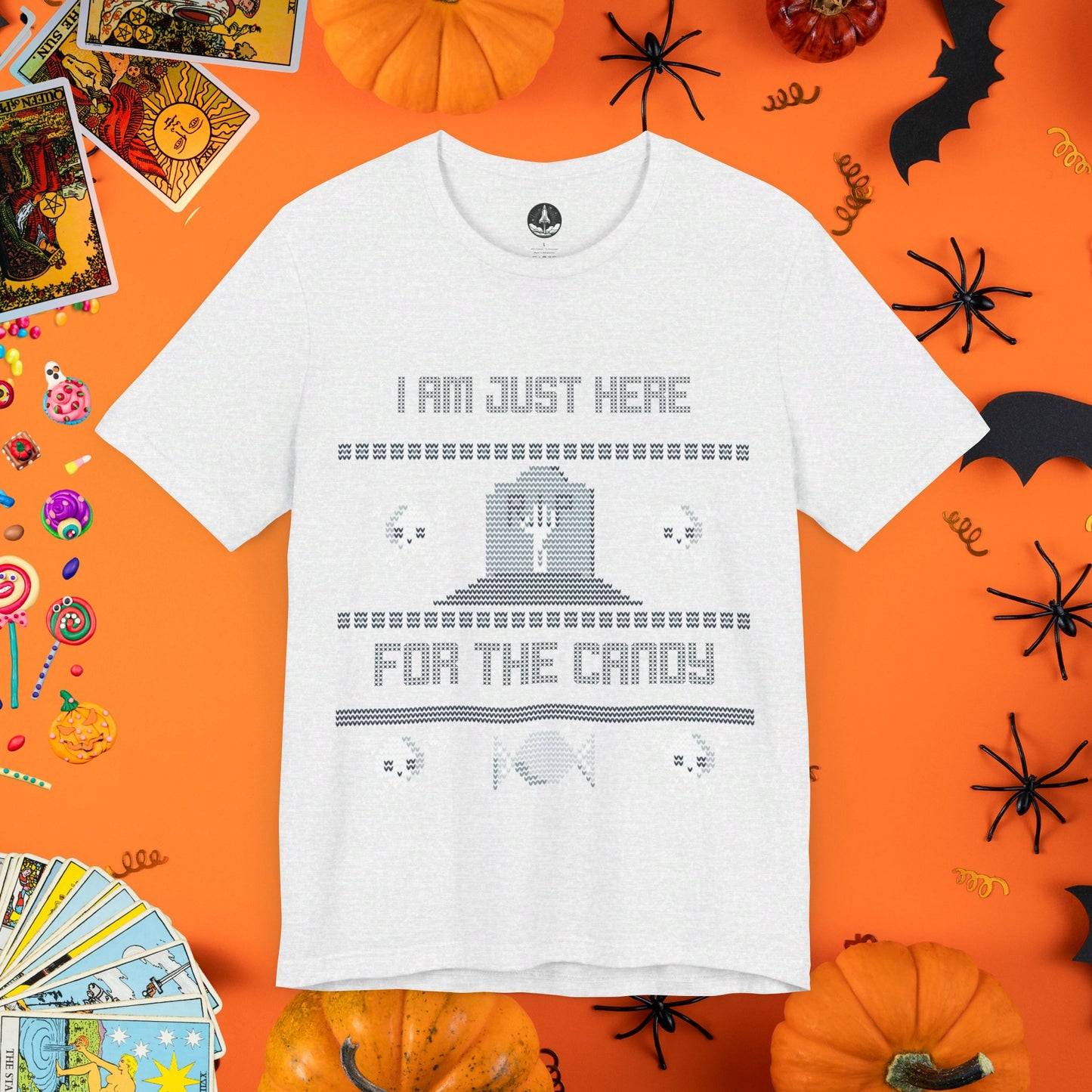 Just Here for the Candy - Halloween Ugly Sweater T-Shirt - Halloween Limited Edition