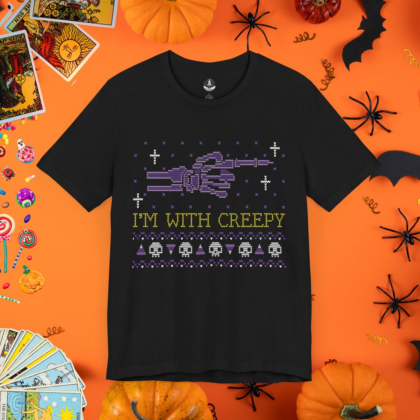 I'm With Creepy - Halloween Ugly Sweater T-Shirt