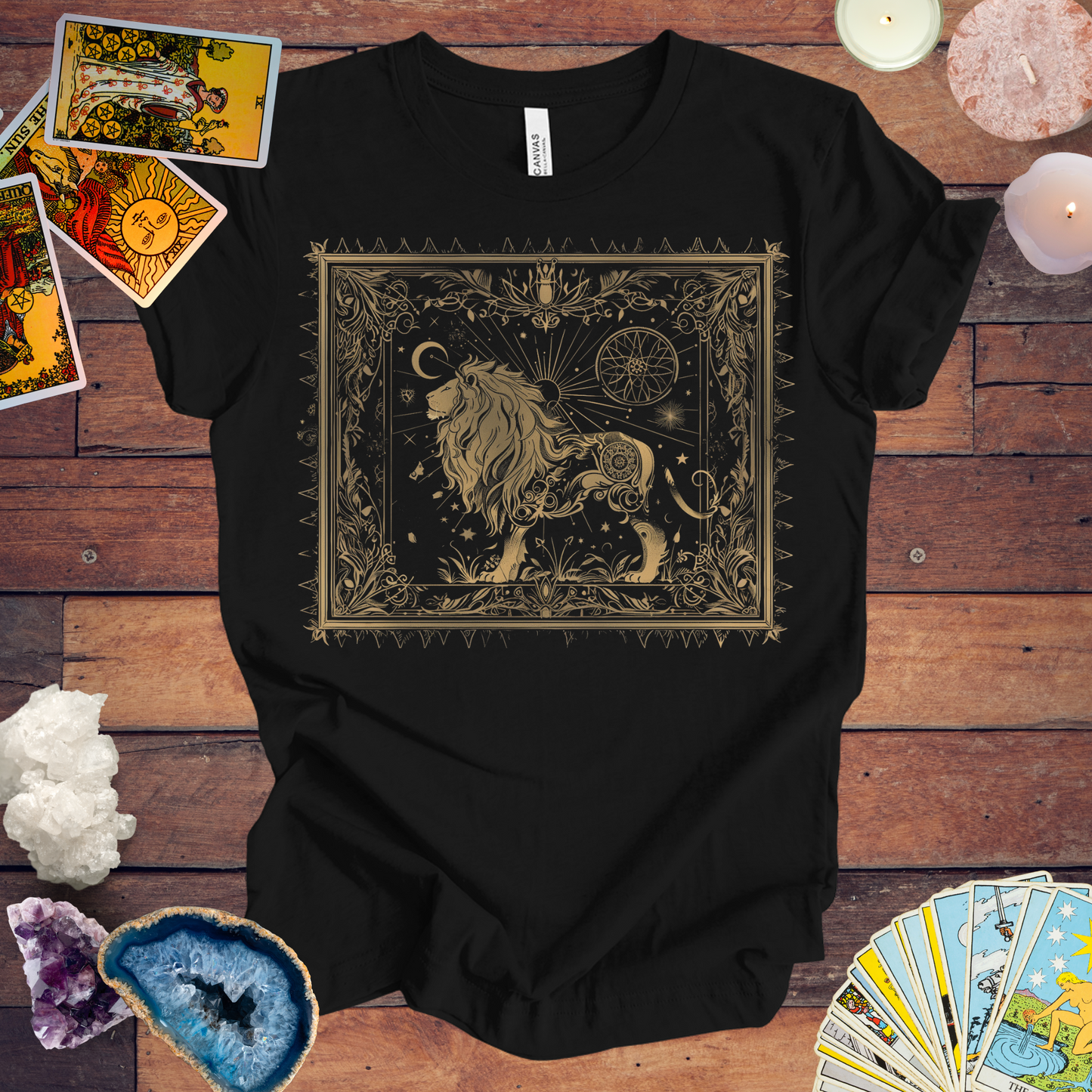 Lion's Radiance Leo Tarot Card T-Shirt