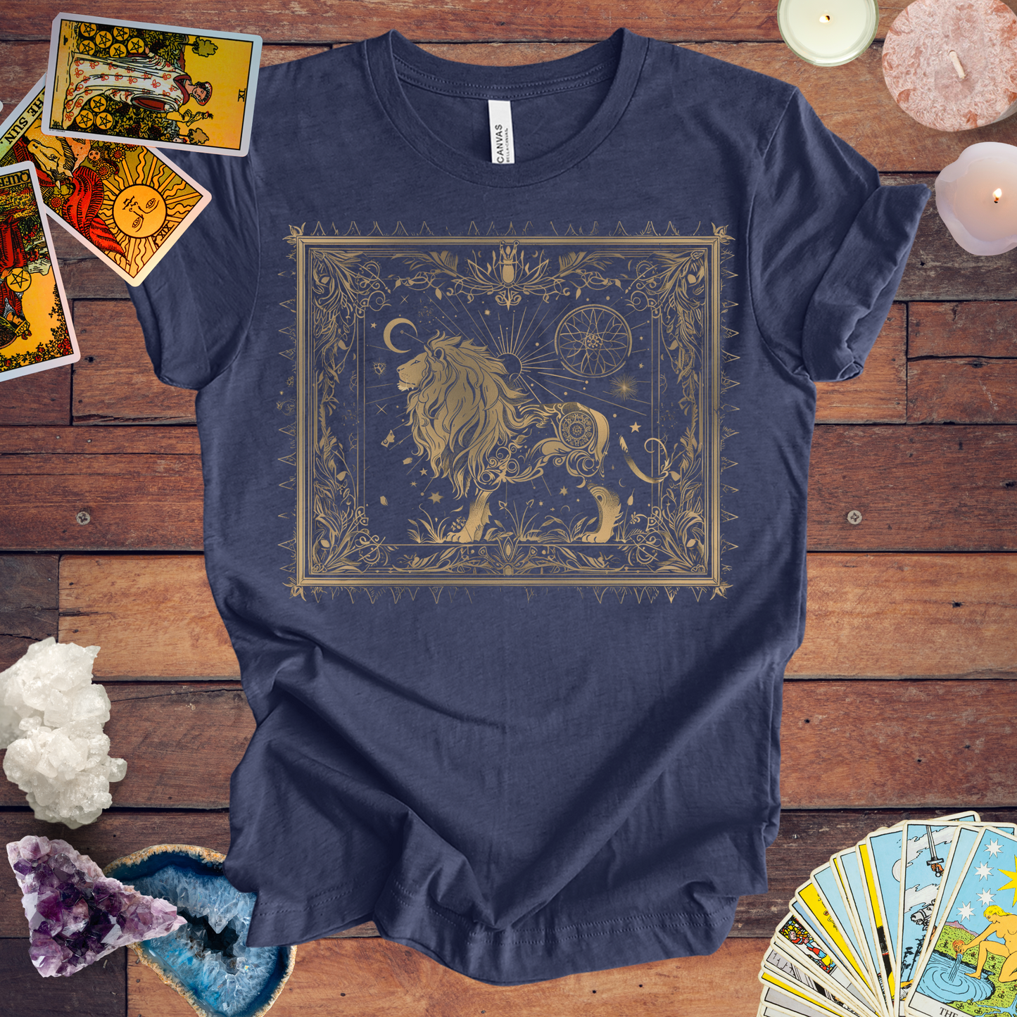 Lion's Radiance Leo Tarot Card T-Shirt