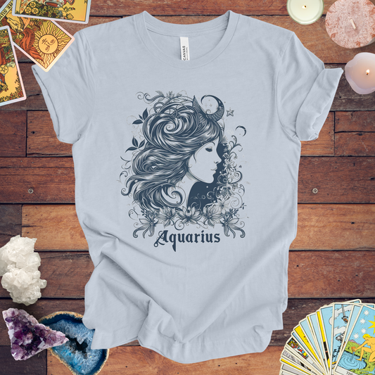 Aquarius Windswept Wonder T-Shirt: Celestial Beauty for the Free Spirit