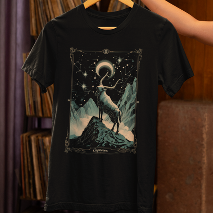 The Steadfast Goat: Capricorn Tarot Card T-Shirt