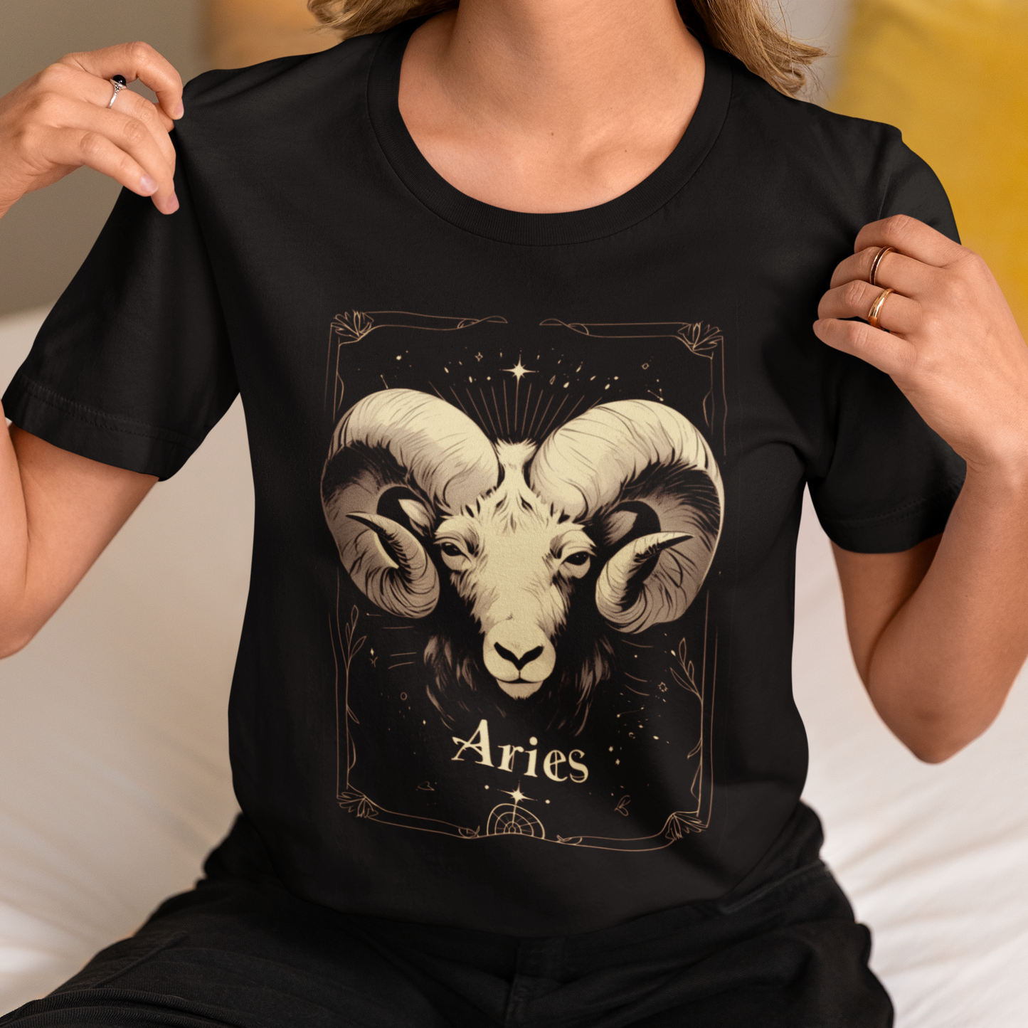The Bold Beginning: Aries Tarot Card T-Shirt