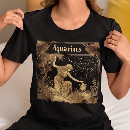 Vintage Astrology for the Star-Born: Aquarius Tarot Card T-Shirt