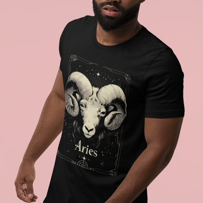 The Bold Beginning: Aries Tarot Card T-Shirt