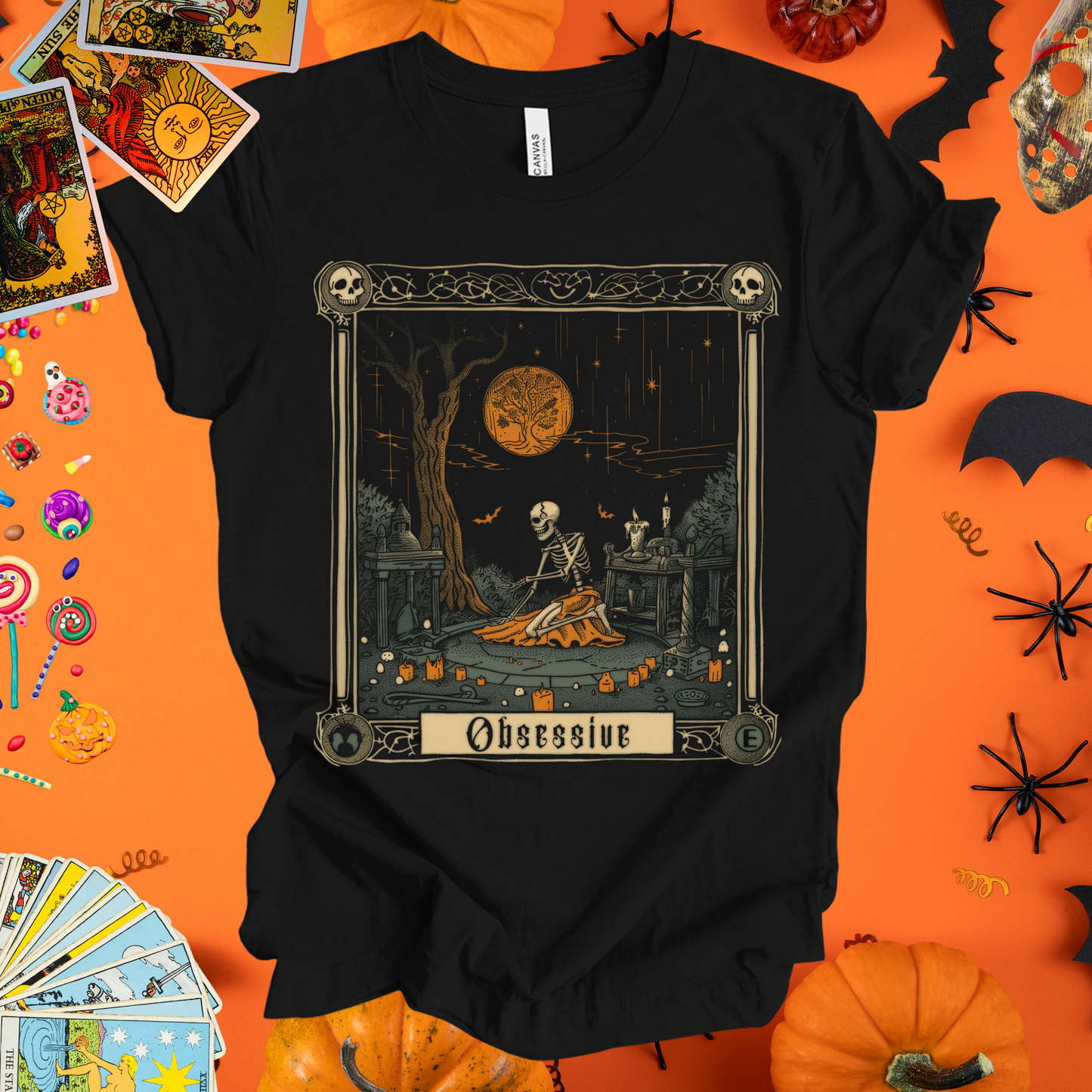 Obsessive Skeleton Tarot Card T-Shirt  - Halloween Limited Edition