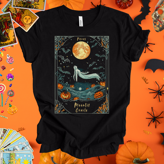 Moonlit Oracle - Pisces Tarot Card T-Shirt - Halloween Limited Edition