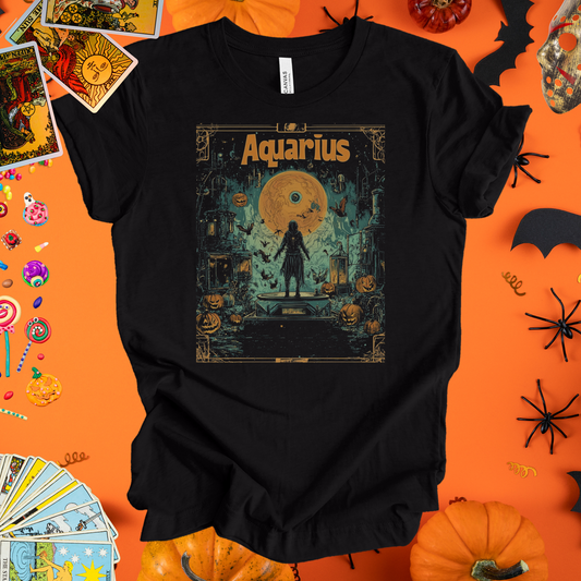 Haunted Horizon  - Aquarius Tarot Card T-Shirt - Halloween Limited Edition