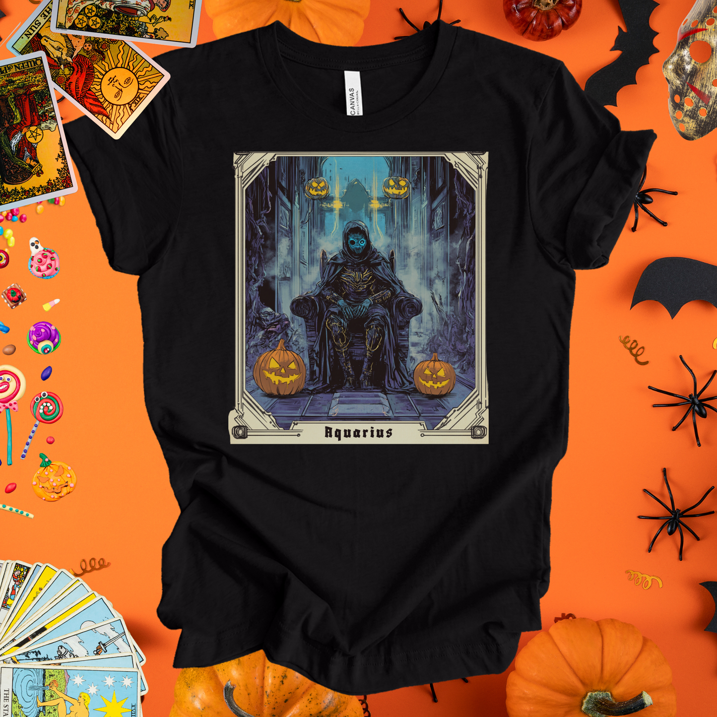 Dark Visionary  - Aquarius Tarot Card T-Shirt - Halloween Limited Edition