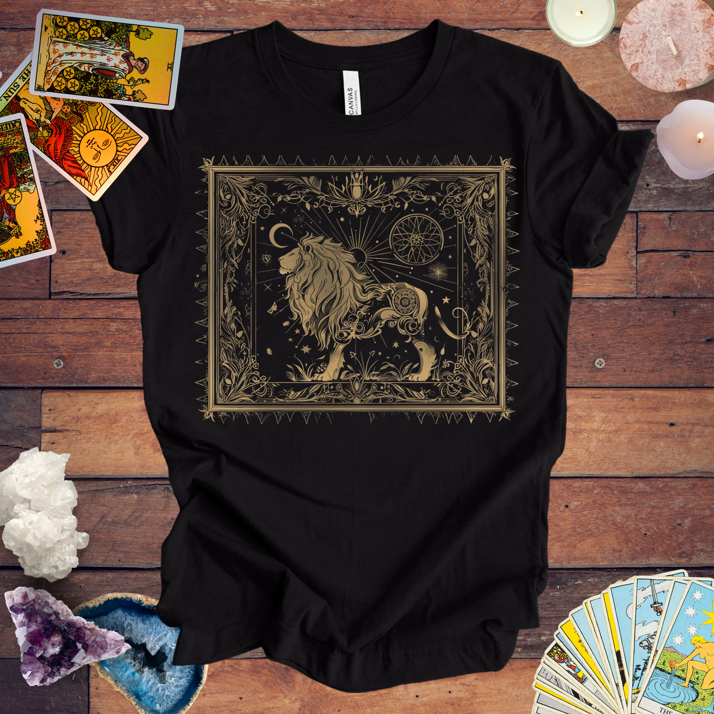 Lion's Radiance Leo Tarot Card T-Shirt