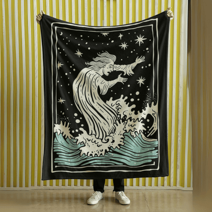 Blanket 40" × 30" Aquarius Zodiac Velveteen Microfiber Blanket – Mystical Water Bearer Design for Astrology Lovers