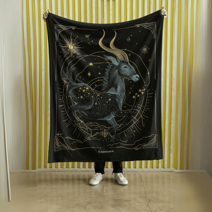 Blanket 40" × 30" Capricorn Zodiac Velveteen Microfiber Blanket – Majestic Mountain Goat Astrology Art