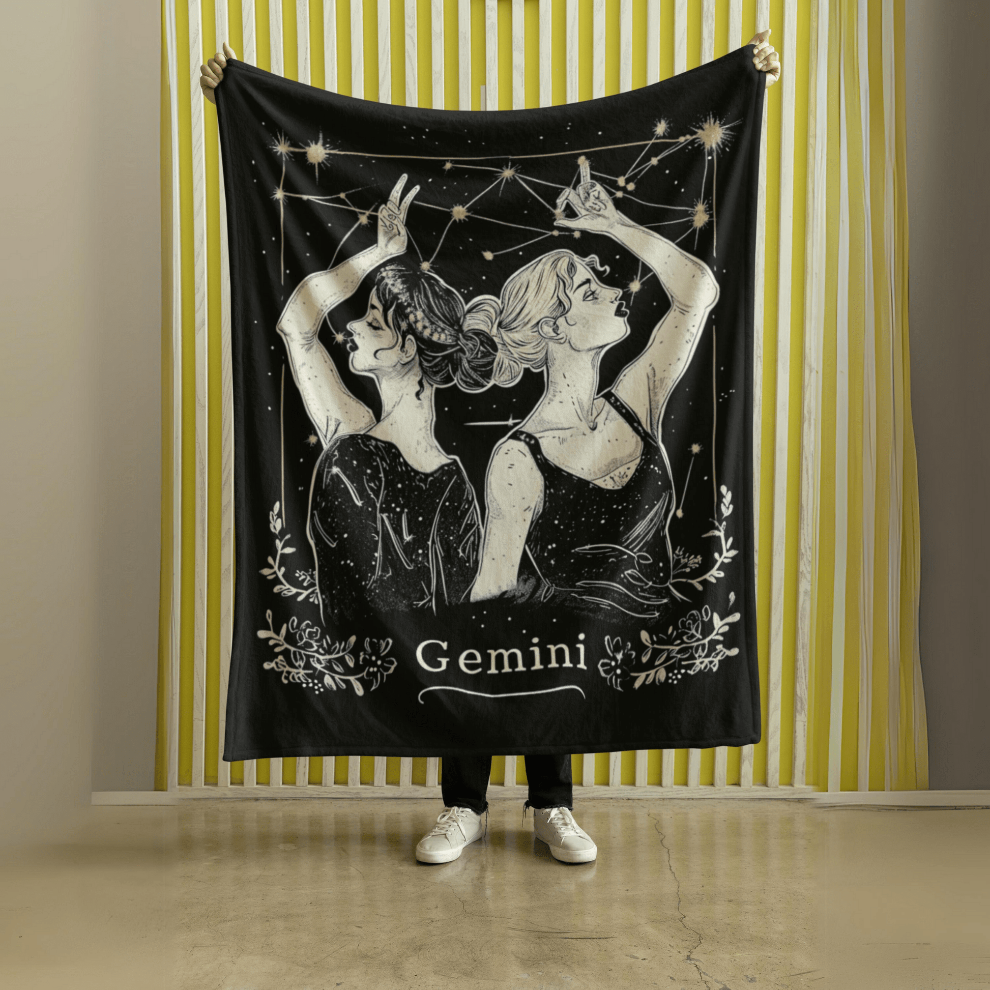 Blanket 40" × 30" Gemini Zodiac Velveteen Microfiber Blanket – The Air Whisperer Astrology Design