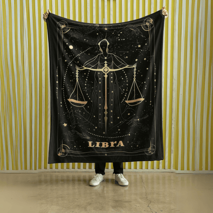 Blanket 40" × 30" Libra Zodiac Velveteen Microfiber Blanket – The Balance of Scales Astrology Art