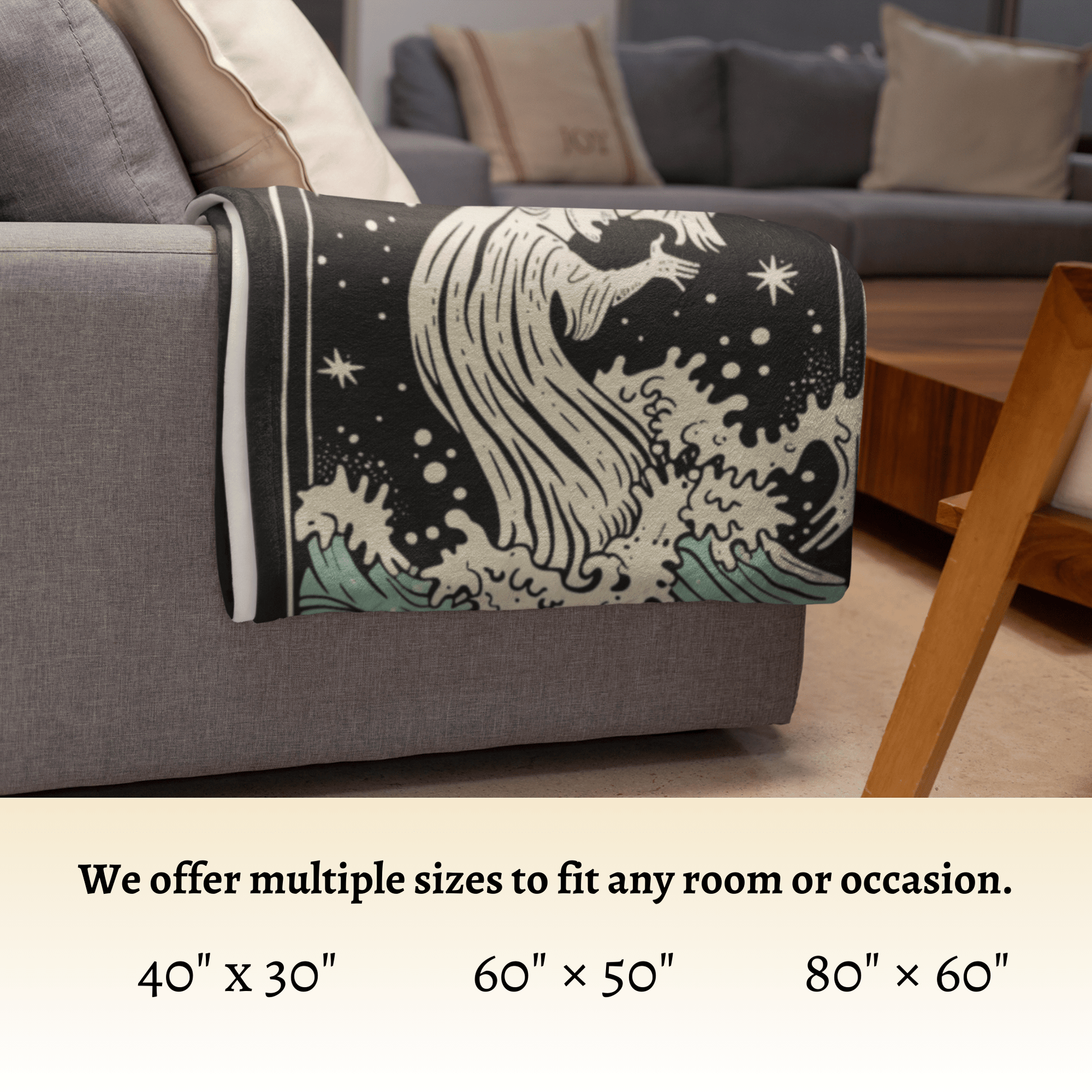 Blanket Aquarius Zodiac Velveteen Microfiber Blanket – Mystical Water Bearer Design for Astrology Lovers