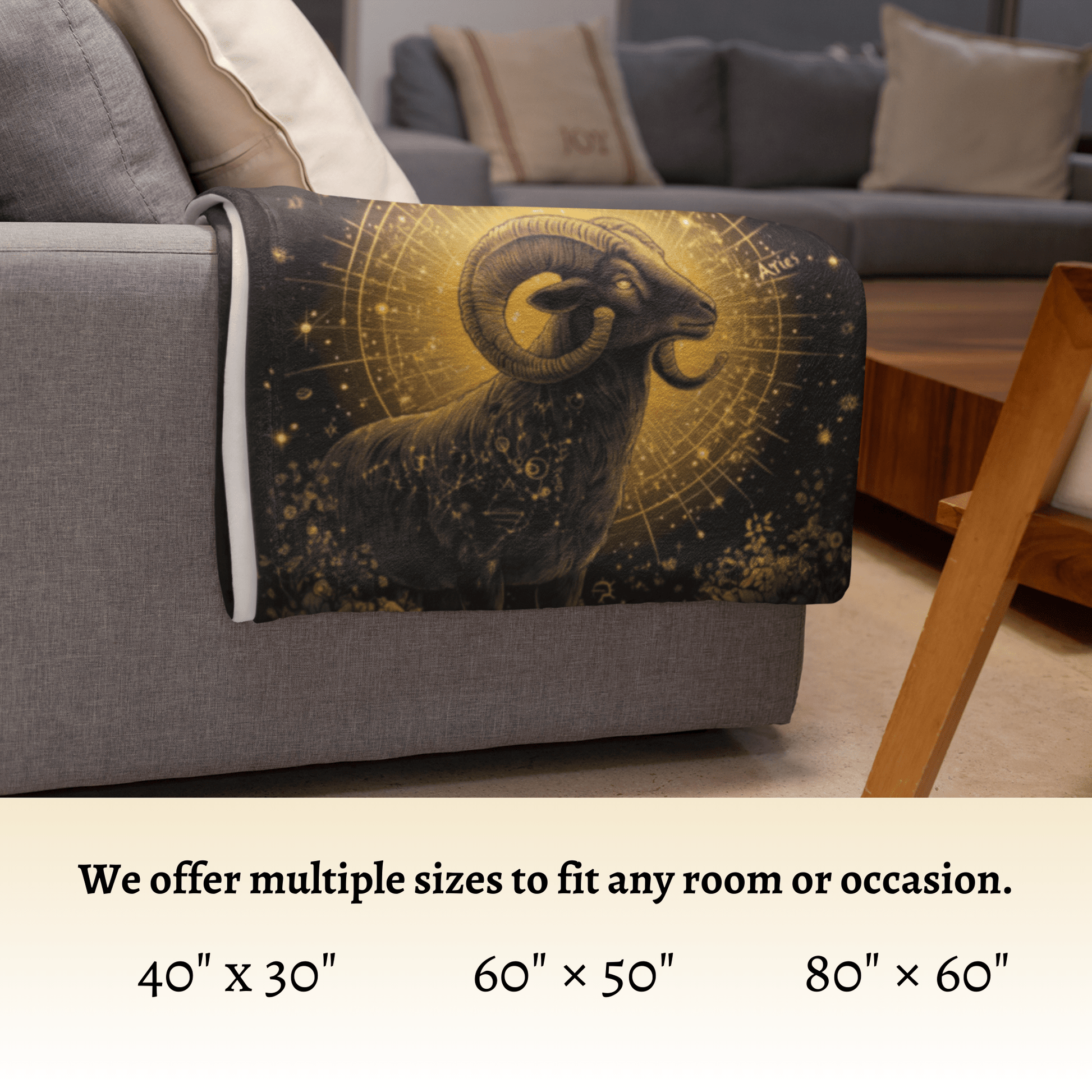 Blanket Aries Zodiac Velveteen Microfiber Blanket – Celestial Astrology Art for Cozy Home Decor