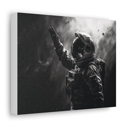 Canvas 10″ x 8″ / 1.25" Saluting Space Explorer in Monochrome