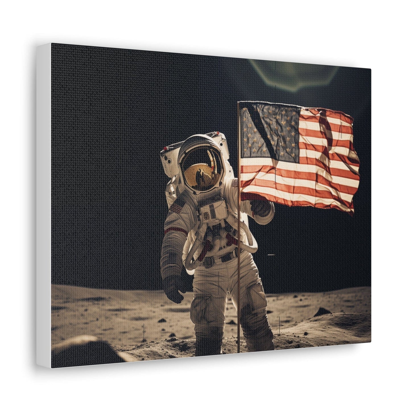 Canvas 14″ x 11″ / 1.25" Astronaut Moon Flag Planting Canvas