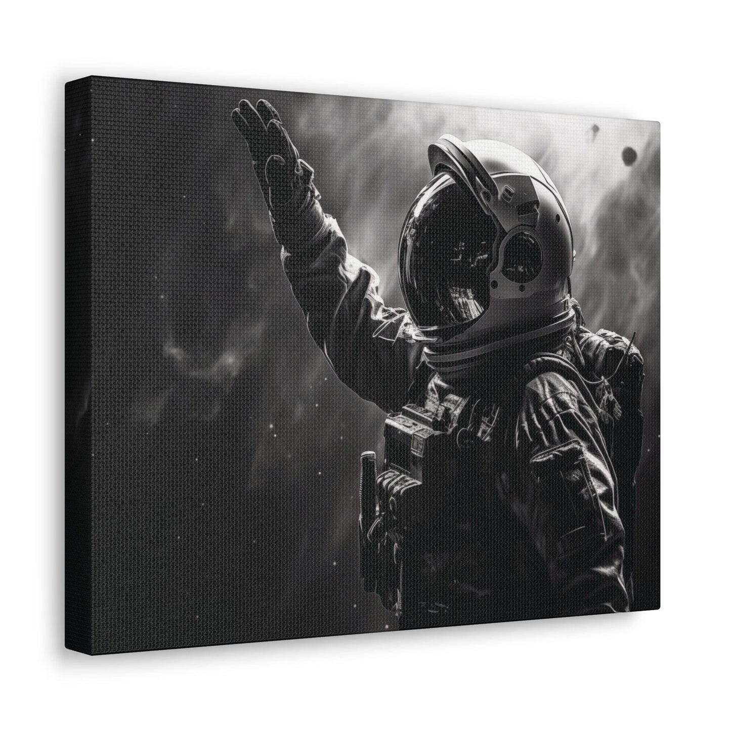 Canvas 14″ x 11″ / 1.25" Saluting Space Explorer in Monochrome
