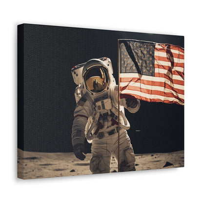 Canvas 16″ x 12″ / 1.25" Astronaut Moon Flag Planting Canvas