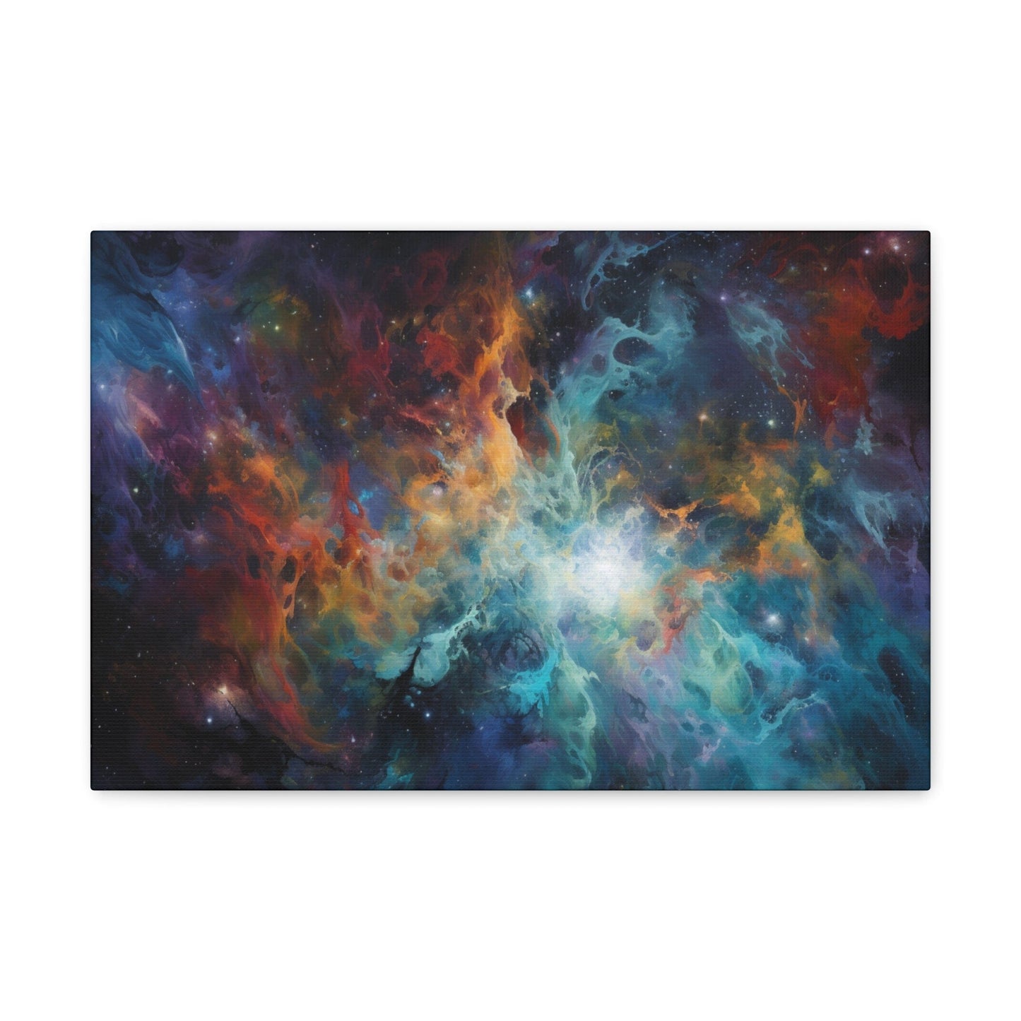 Canvas 18″ x 12″ / 1.25" Colorful Nebula Dreamscape: Symbolist High-Res Canvas Art