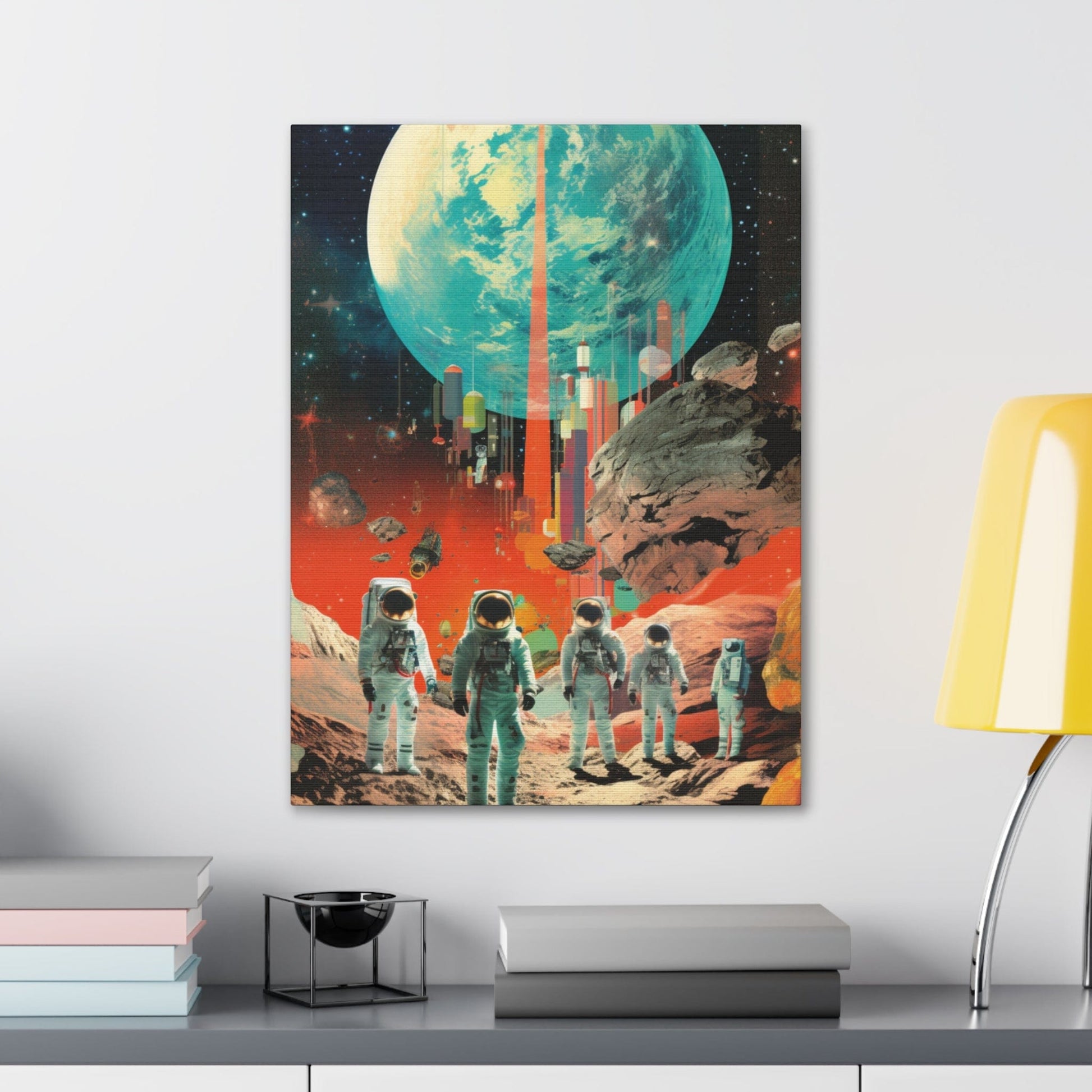 Canvas 18″ x 24″ / 1.25" Exoplanet Colonization Canvas: Astronauts Mission Art Print