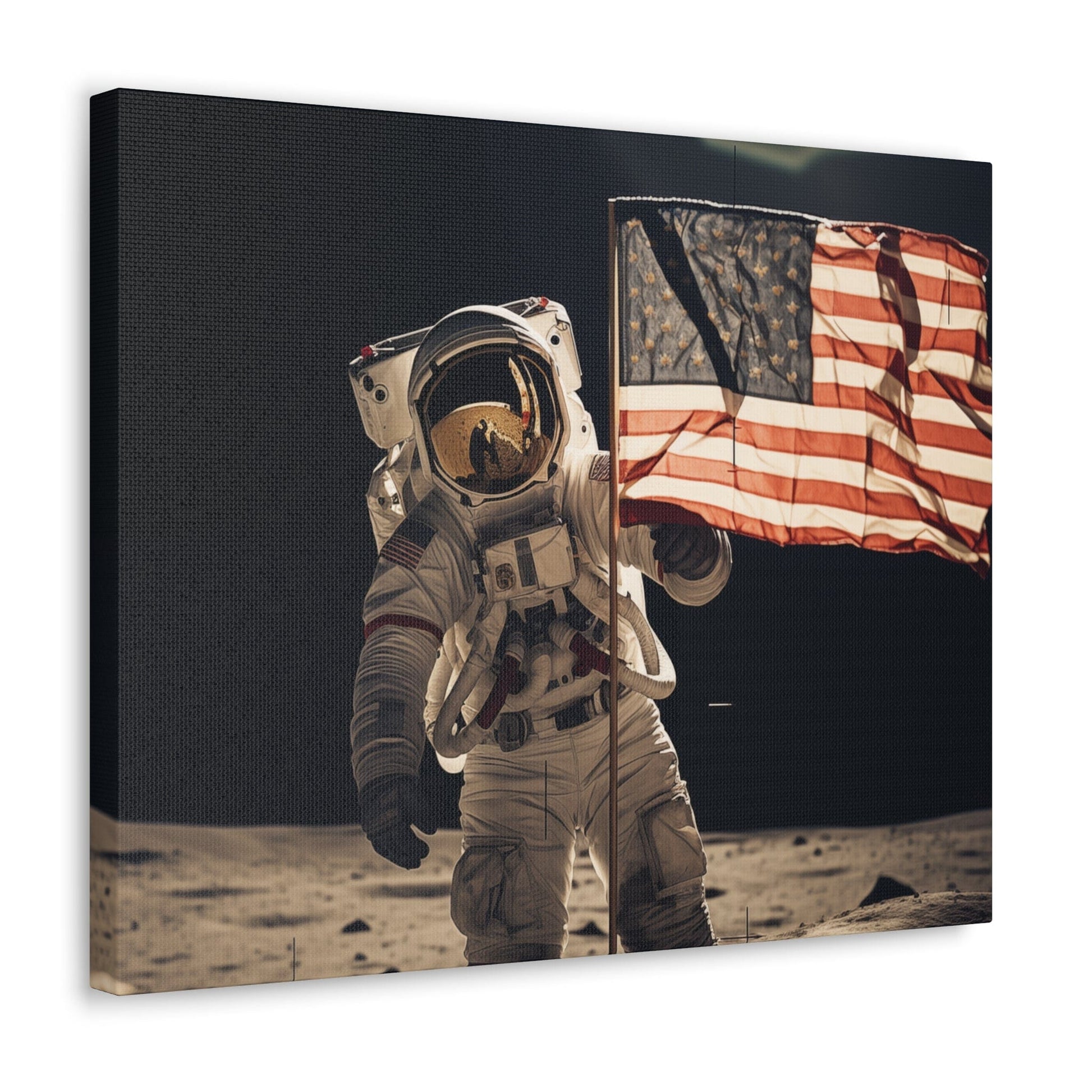 Canvas 20″ x 16″ / 1.25" Astronaut Moon Flag Planting Canvas