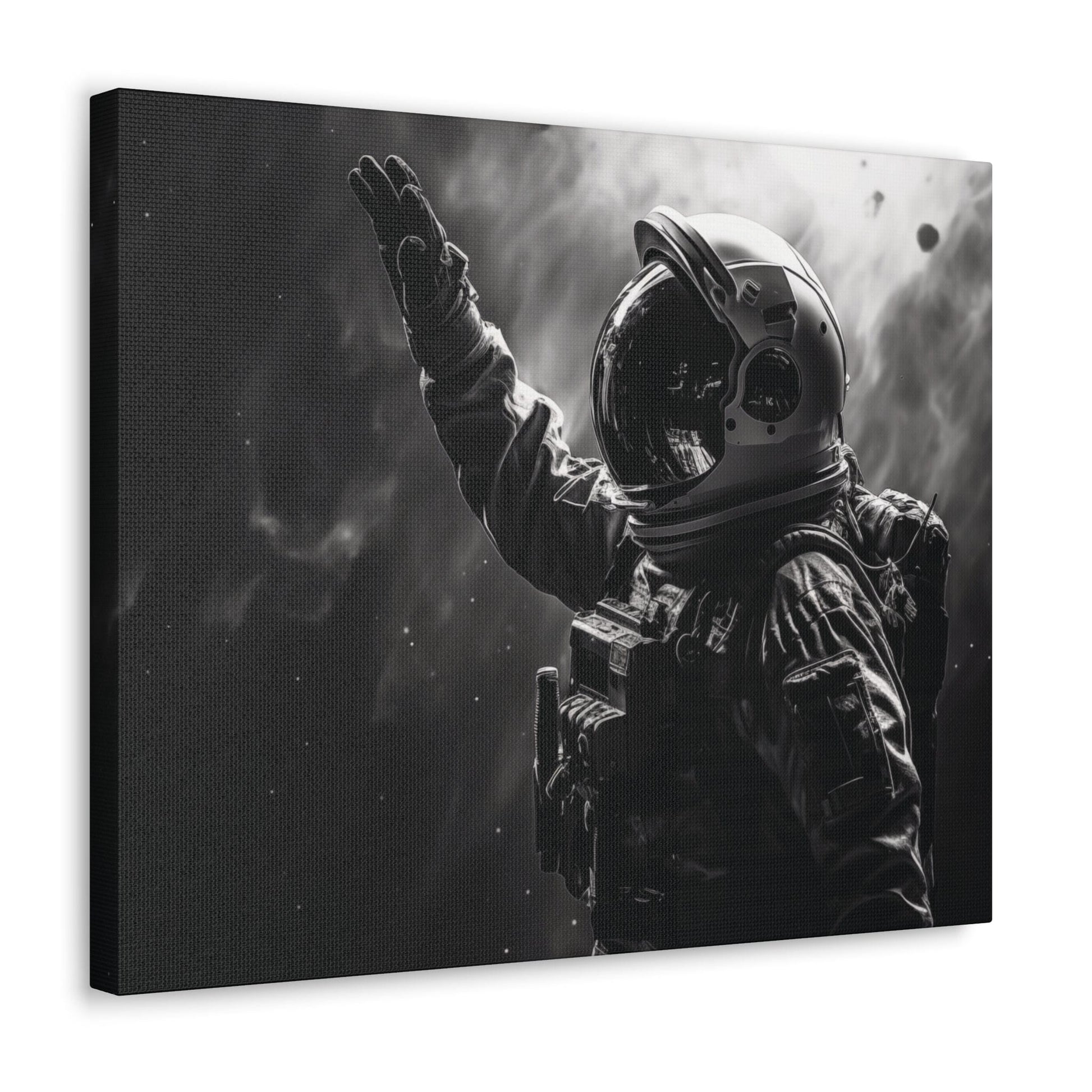 Canvas 20″ x 16″ / 1.25" Saluting Space Explorer in Monochrome