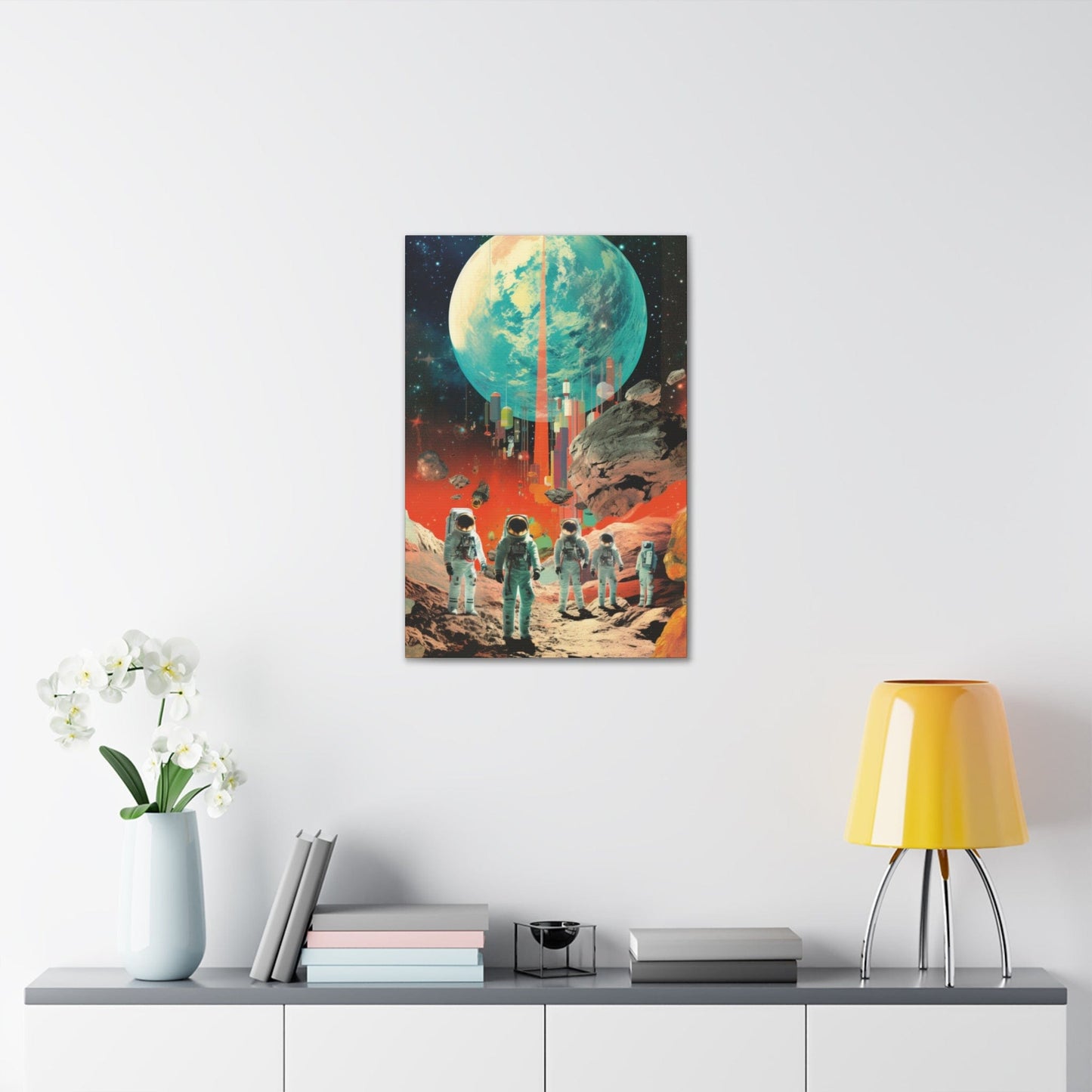 Canvas 20″ x 30″ / 1.25" Exoplanet Colonization Canvas: Astronauts Mission Art Print