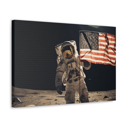 Canvas 24″ x 16″ / 1.25" Astronaut Moon Flag Planting Canvas