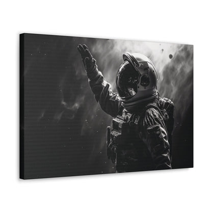 Canvas 24″ x 16″ / 1.25" Saluting Space Explorer in Monochrome