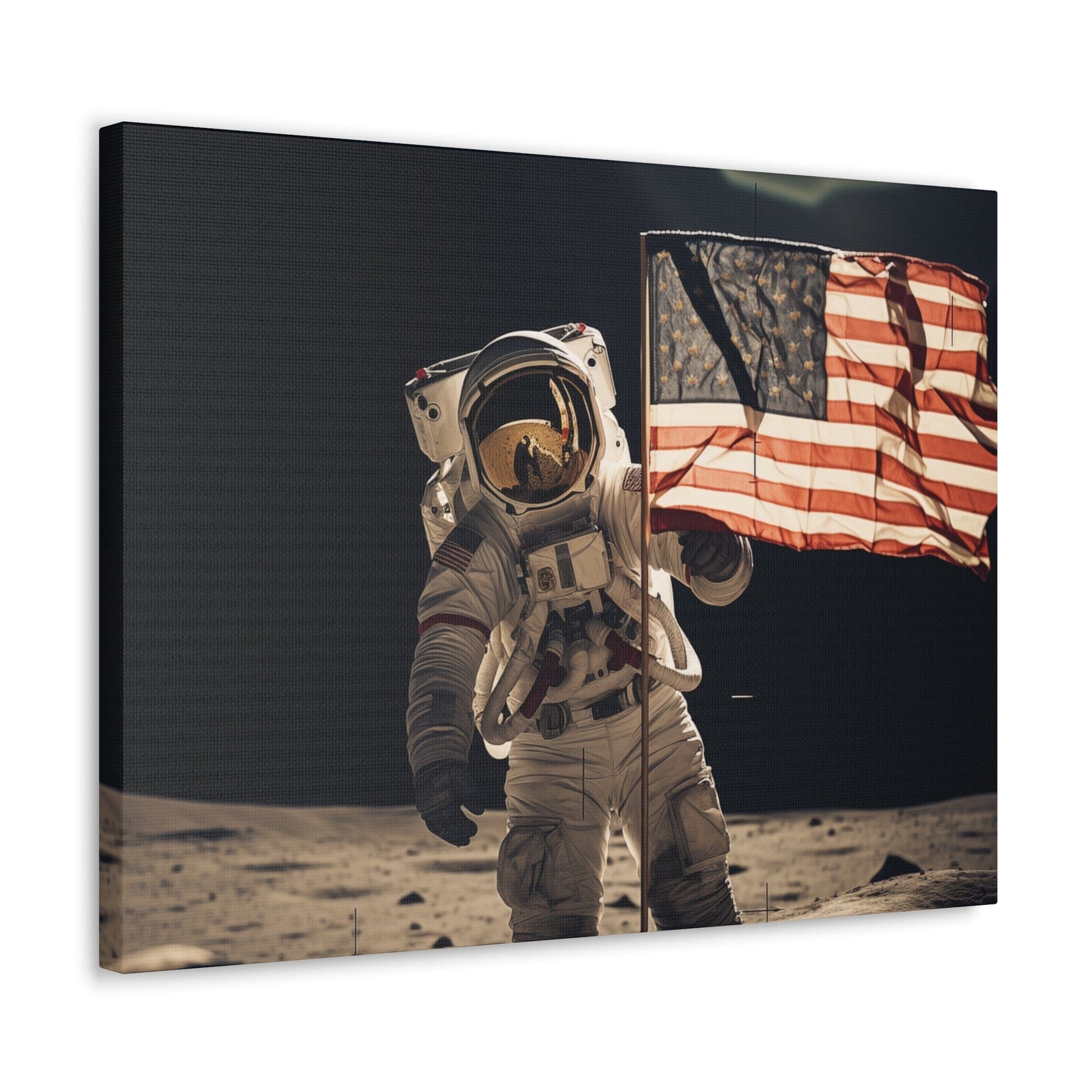Canvas 24″ x 18″ / 1.25" Astronaut Moon Flag Planting Canvas