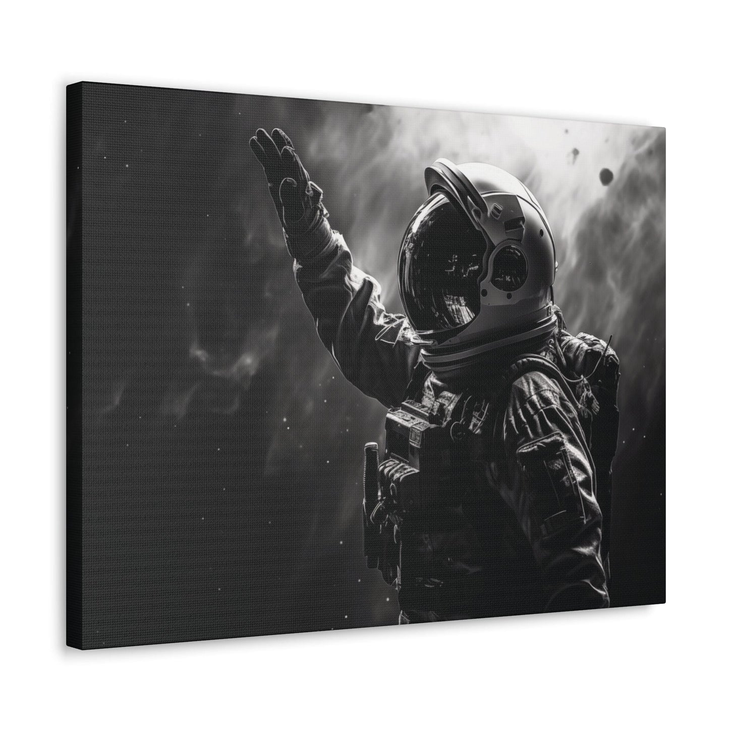 Canvas 24″ x 18″ / 1.25" Saluting Space Explorer in Monochrome