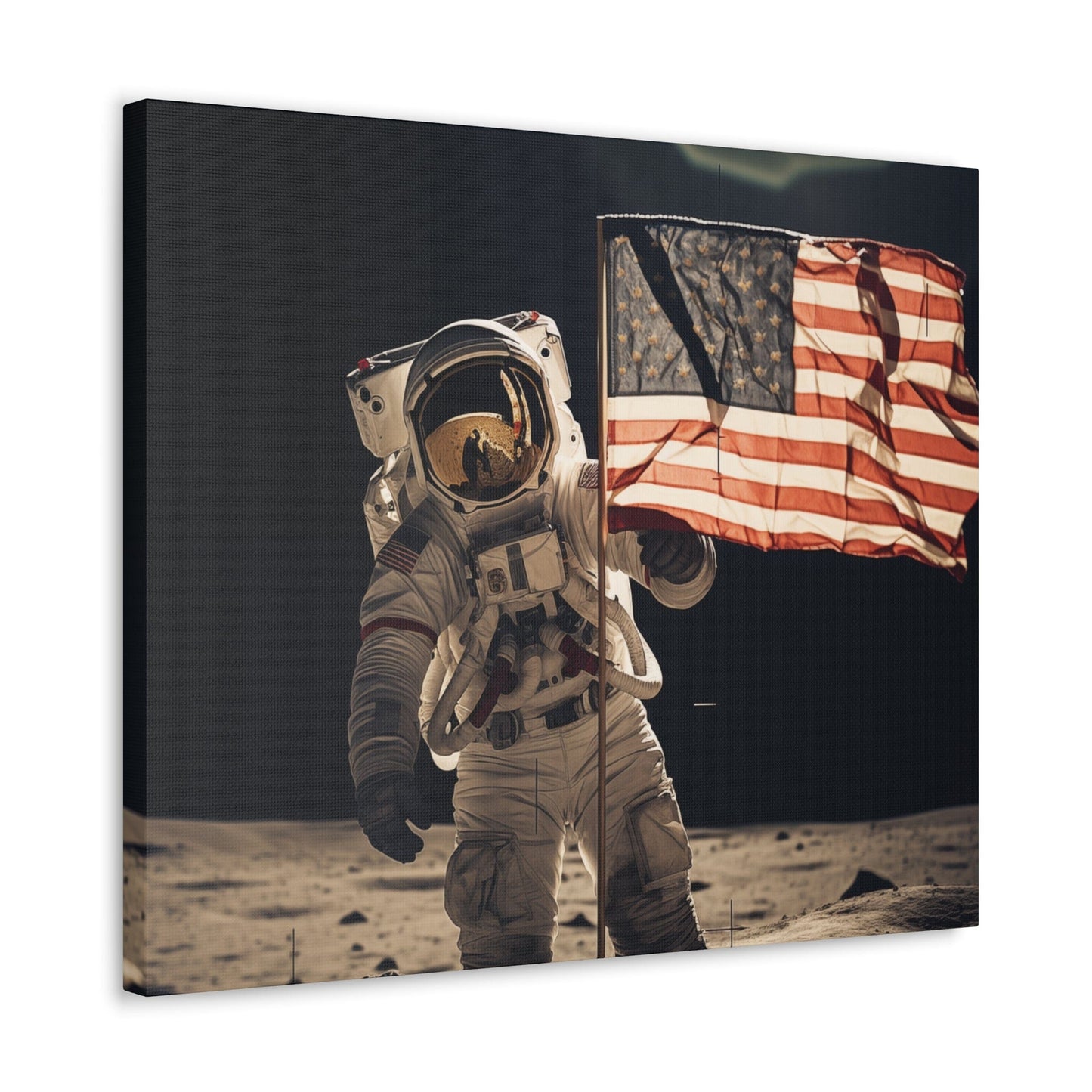 Canvas 24″ x 20″ / 1.25" Astronaut Moon Flag Planting Canvas