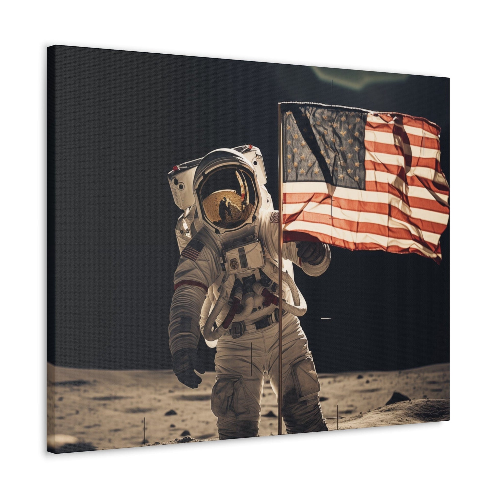 Canvas 30″ x 24″ / 1.25" Astronaut Moon Flag Planting Canvas
