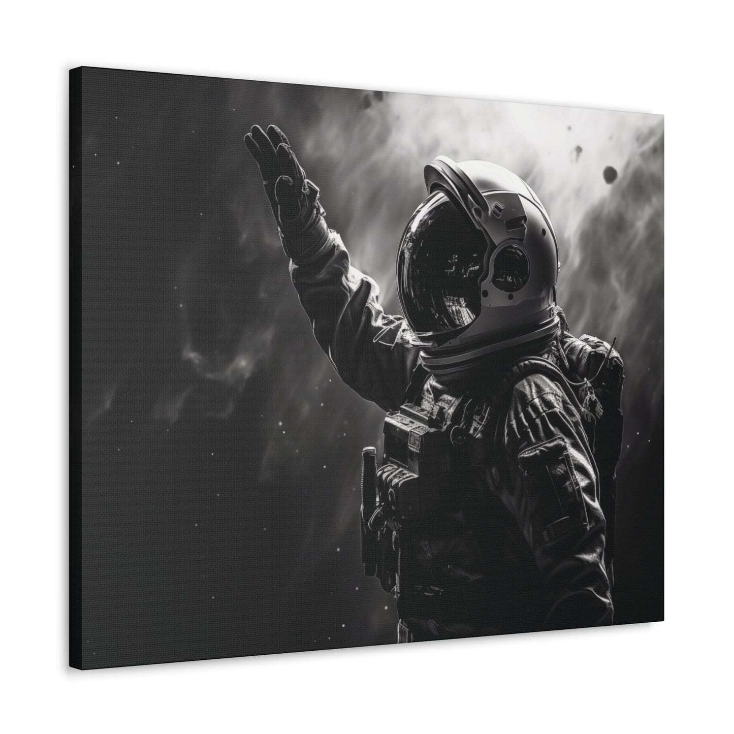 Canvas 30″ x 24″ / 1.25" Saluting Space Explorer in Monochrome