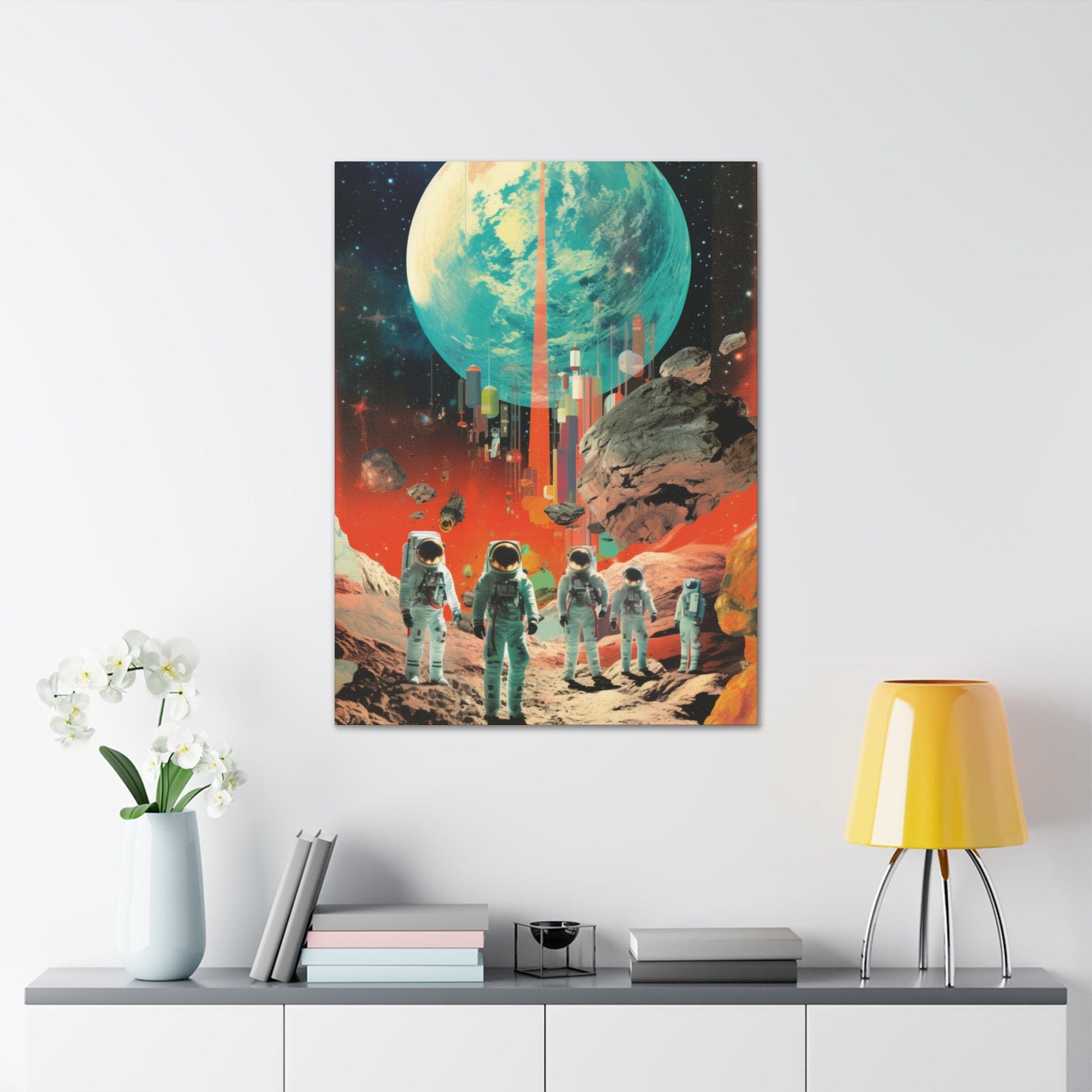 Canvas 30″ x 40″ / 1.25" Exoplanet Colonization Canvas: Astronauts Mission Art Print