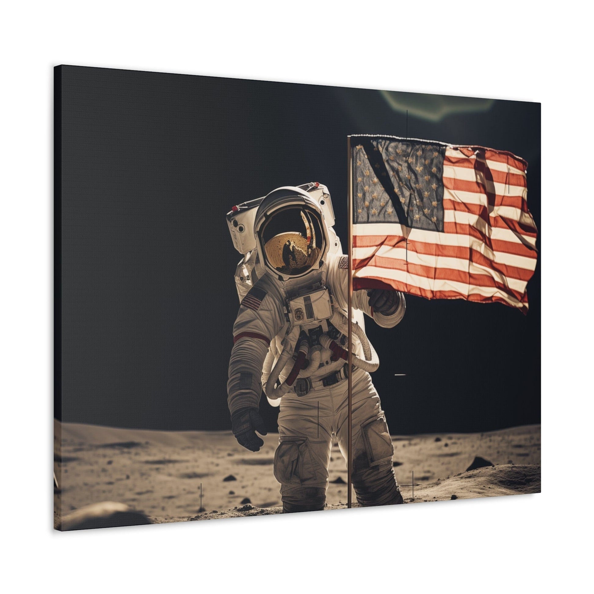 Canvas 40″ x 30″ / 1.25" Astronaut Moon Flag Planting Canvas