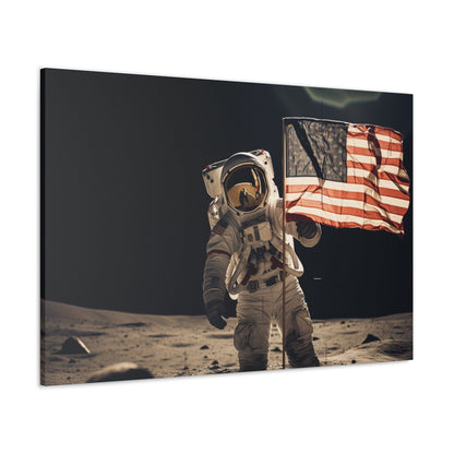 Canvas 48″ x 32″ / 1.25" Astronaut Moon Flag Planting Canvas