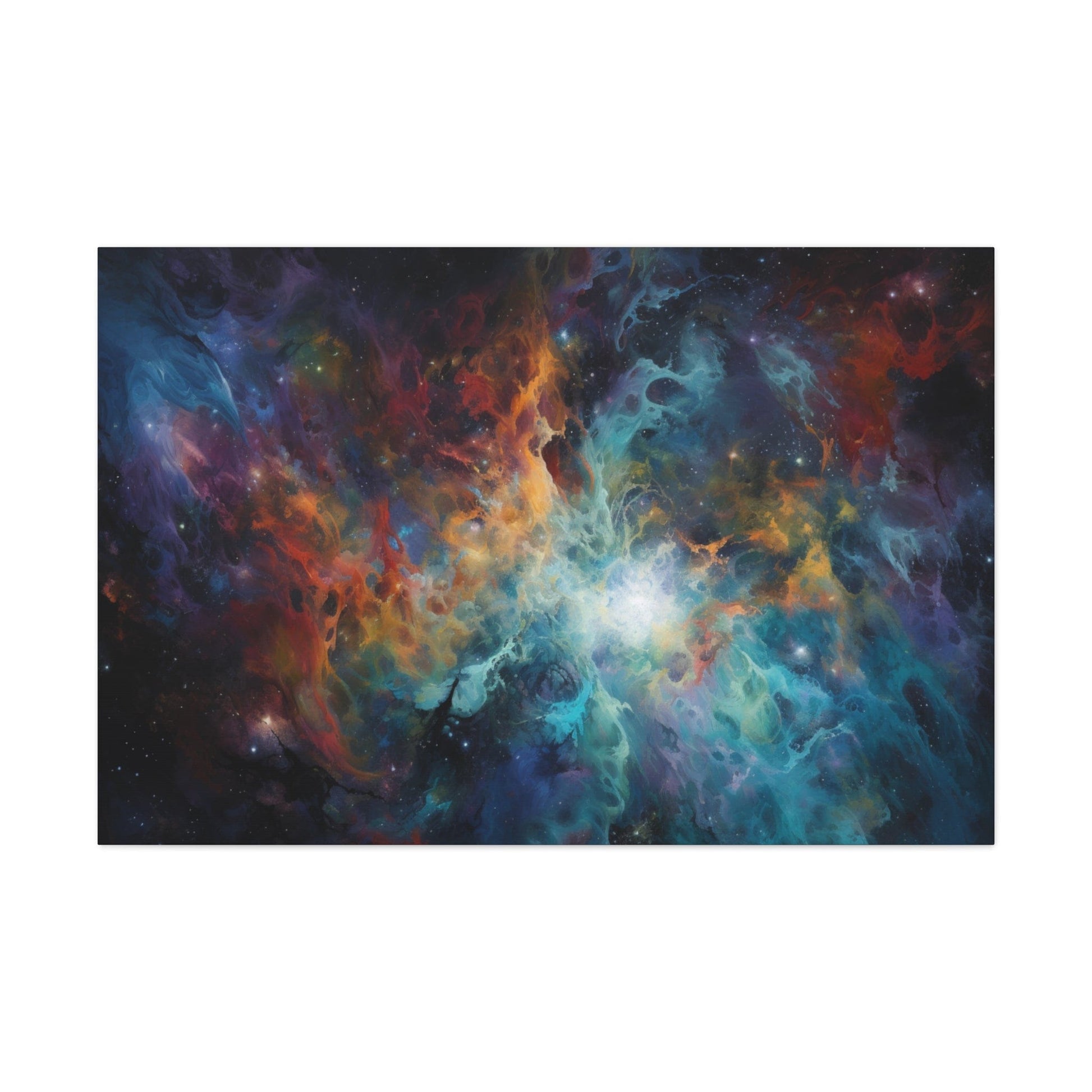 Canvas 48″ x 32″ / 1.25" Colorful Nebula Dreamscape: Symbolist High-Res Canvas Art