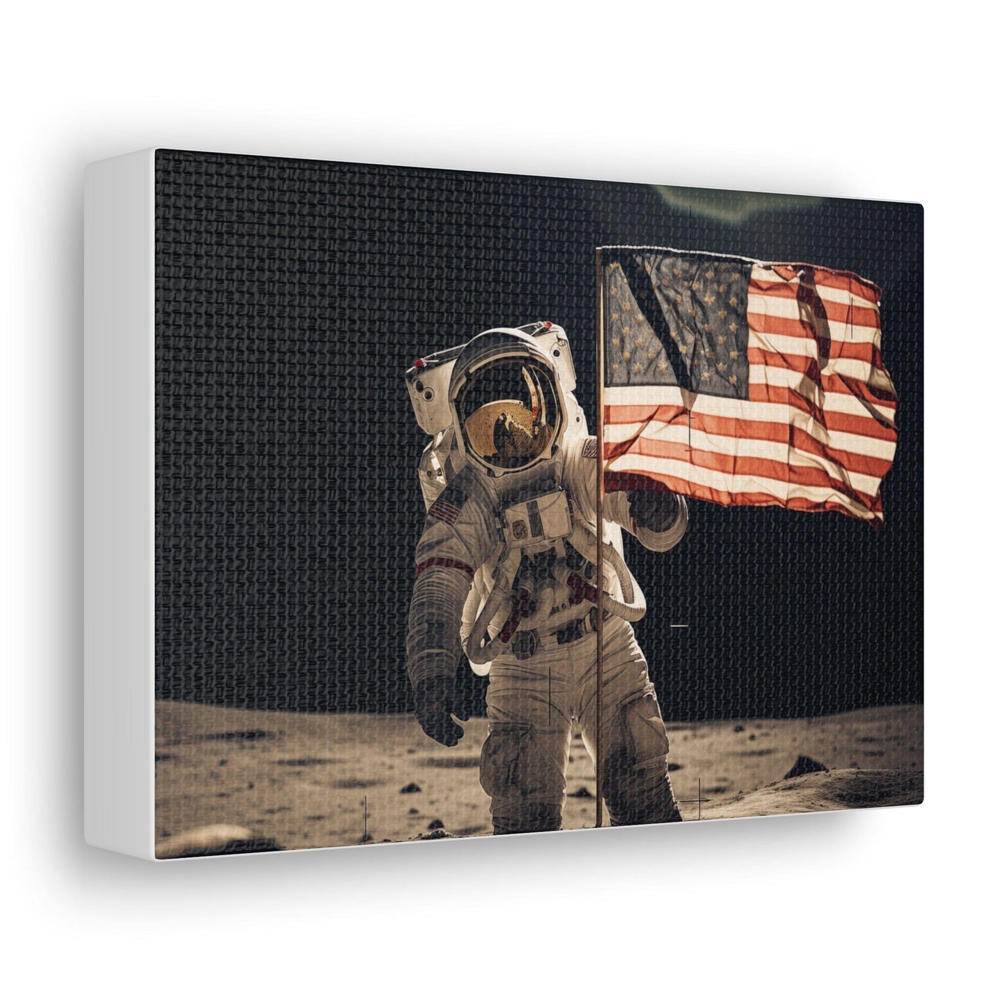 Canvas 7" x 5" / 1.25" Astronaut Moon Flag Planting Canvas