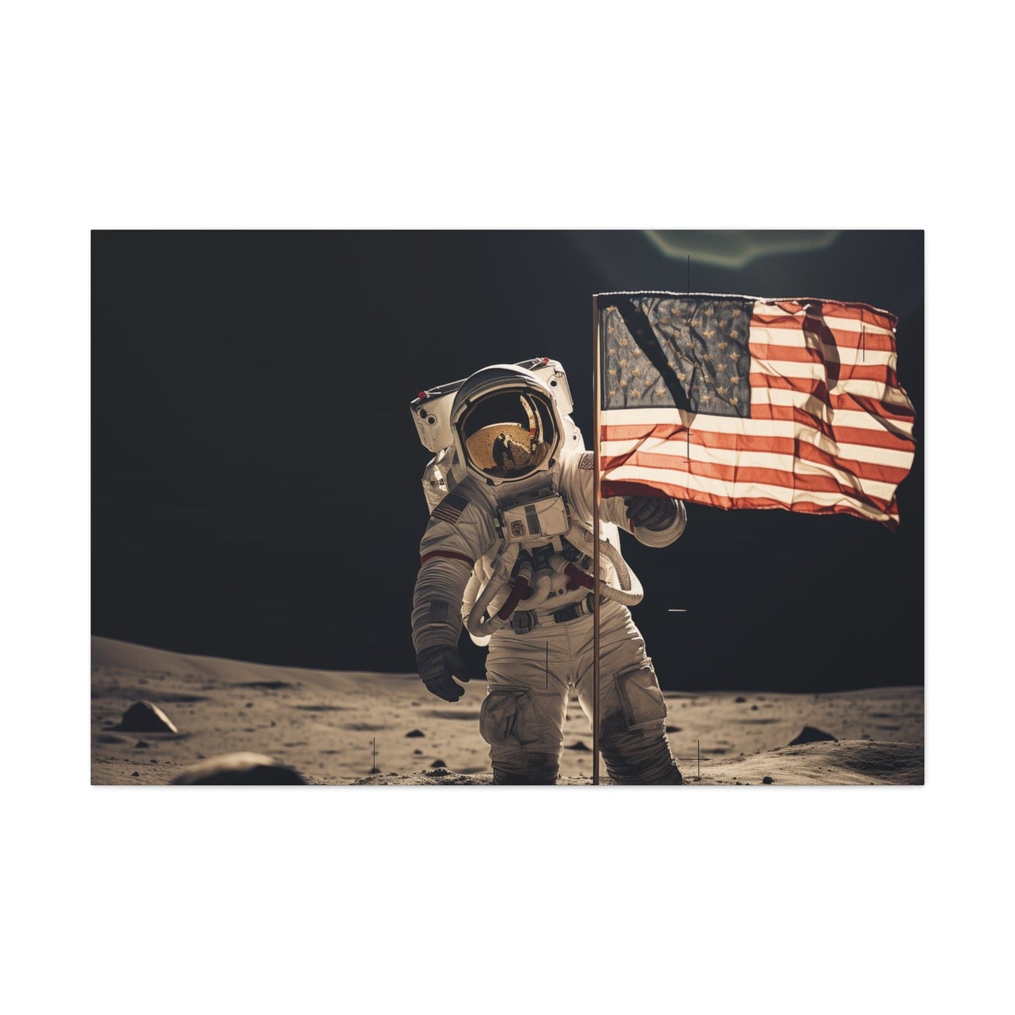 Canvas Astronaut Moon Flag Planting Canvas