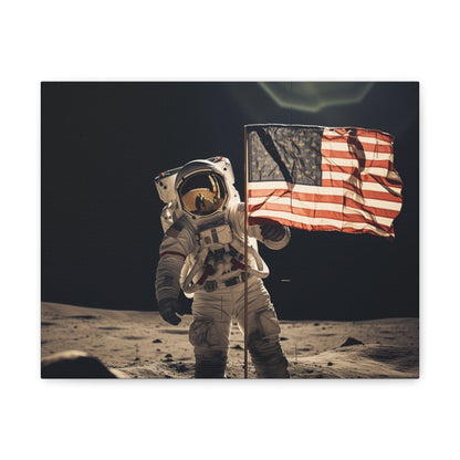 Canvas Astronaut Moon Flag Planting Canvas