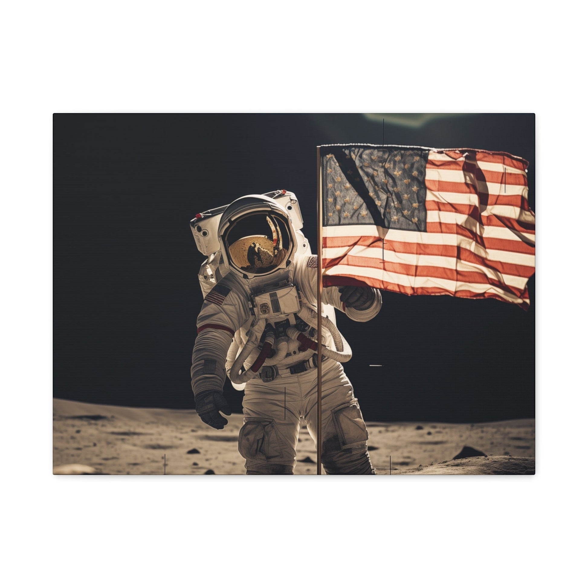 Canvas Astronaut Moon Flag Planting Canvas