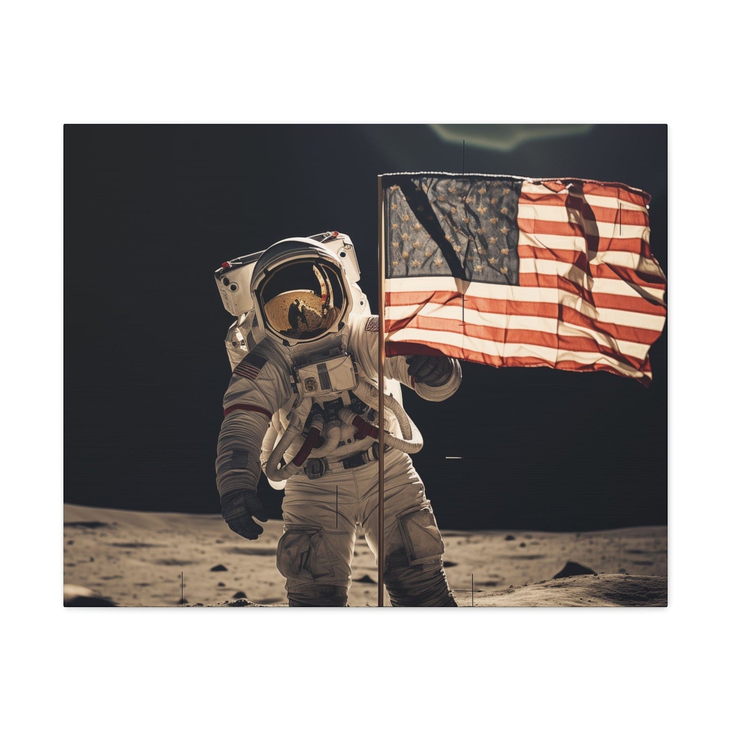 Canvas Astronaut Moon Flag Planting Canvas