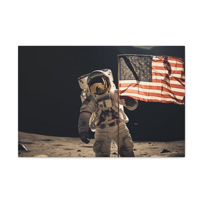 Canvas Astronaut Moon Flag Planting Canvas