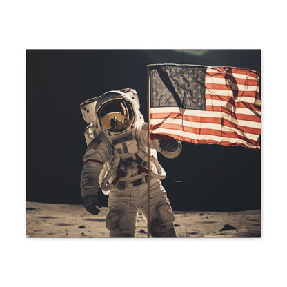 Canvas Astronaut Moon Flag Planting Canvas